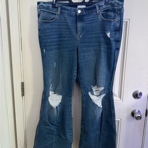 Distressed Blue Flare Jeans